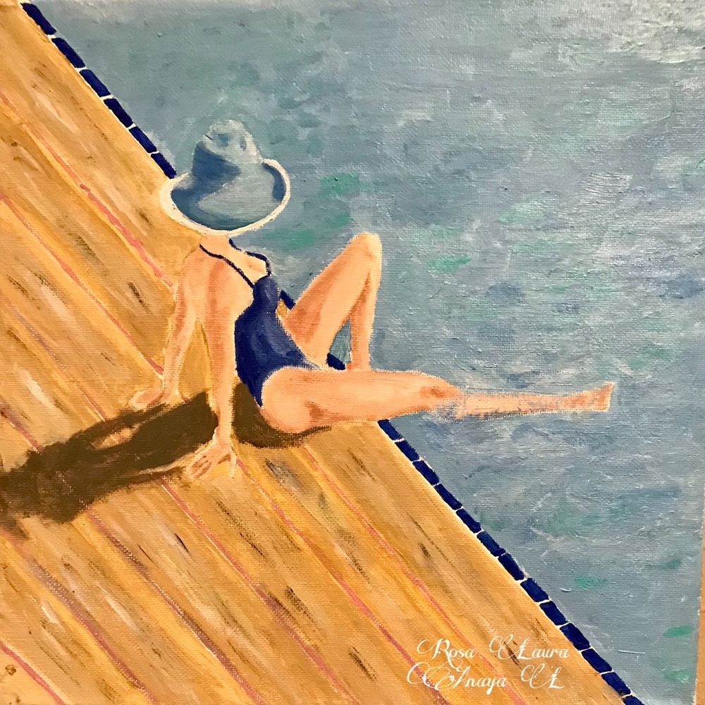 Swimming pool art, beach art, coastal decor, wall